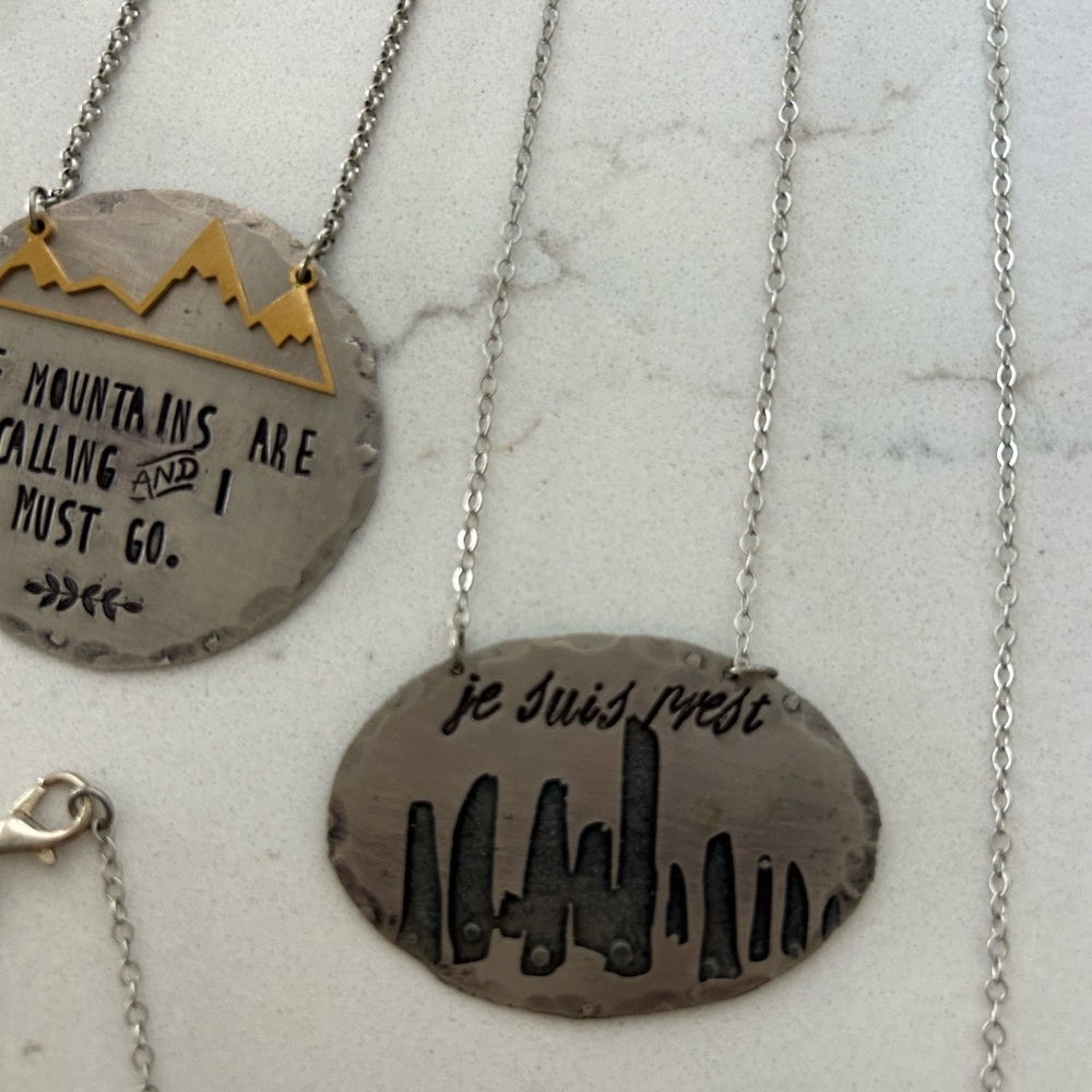 Outlander Inspired Metal Je Suis Prest Necklace by artisan So Beautifully Broken
